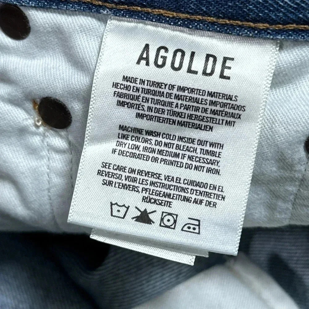 AGOLDE Mid  Rise Loose Isolate Distressed Relaxed Straight Leg Womens 23 - Picture 11 of 12